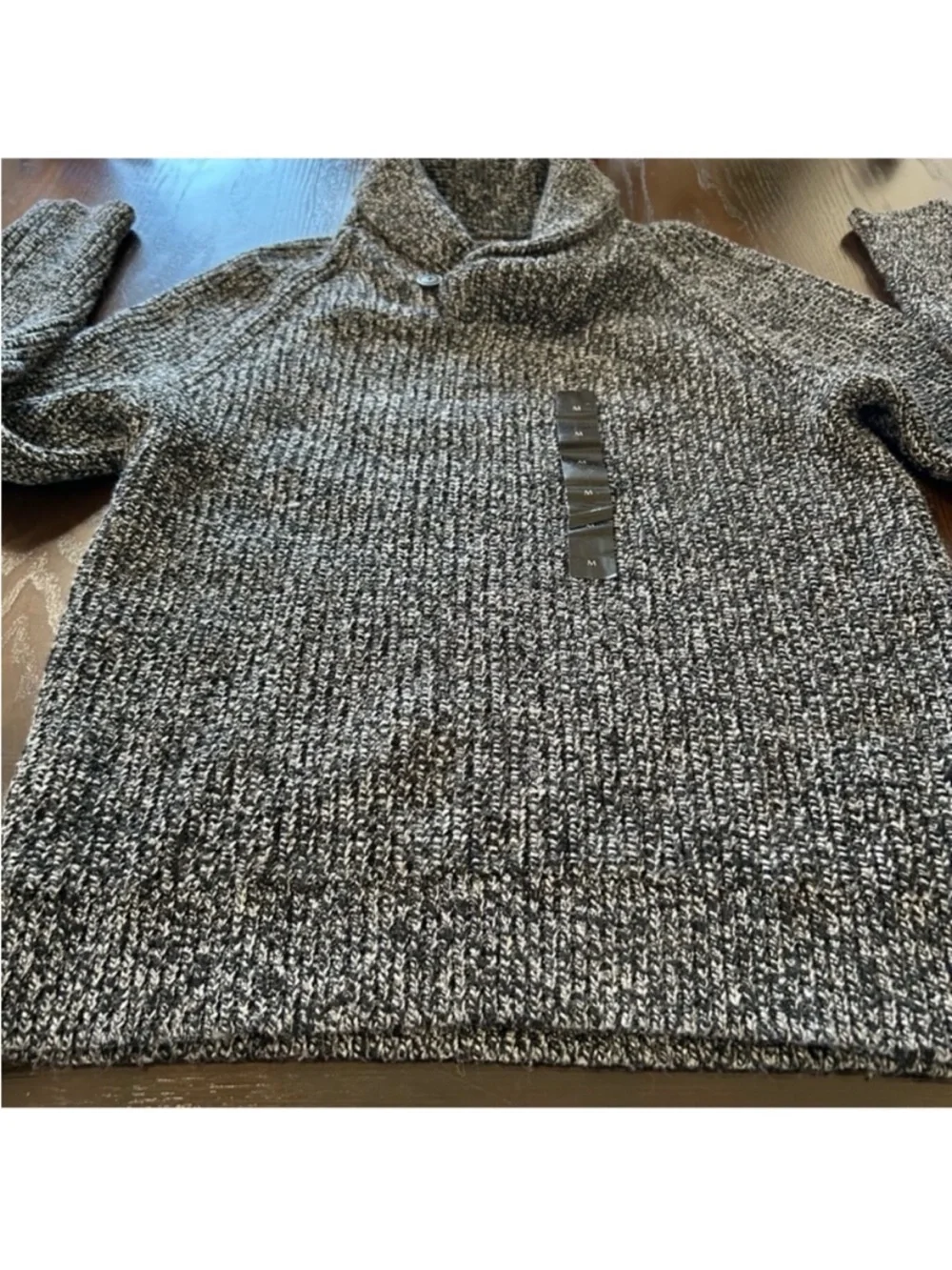 NWT BANANA REPUBLIC Men's Black/Gray Shawl Collar Button Pullover Marled Medium